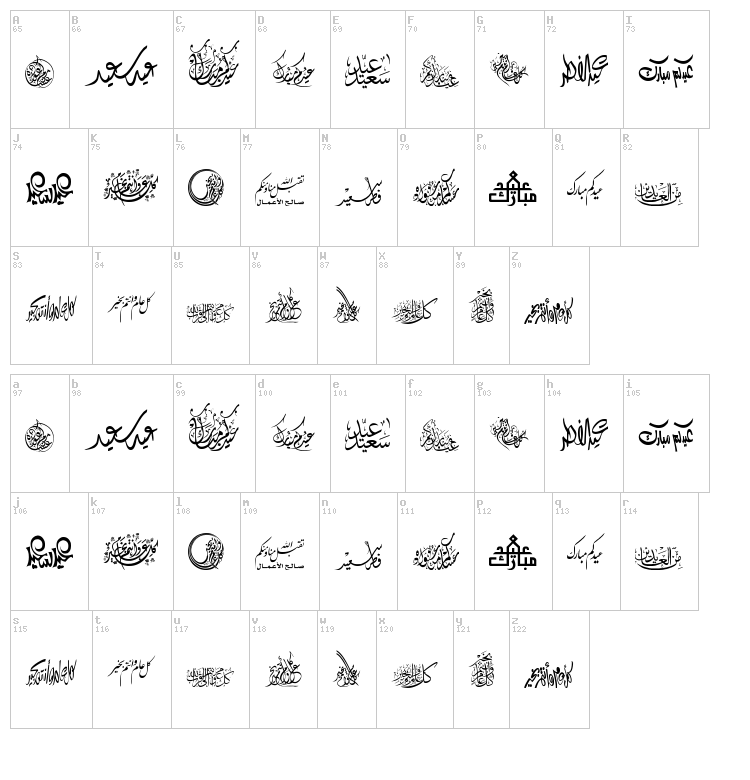 Felicitation Arabic Feasts font map